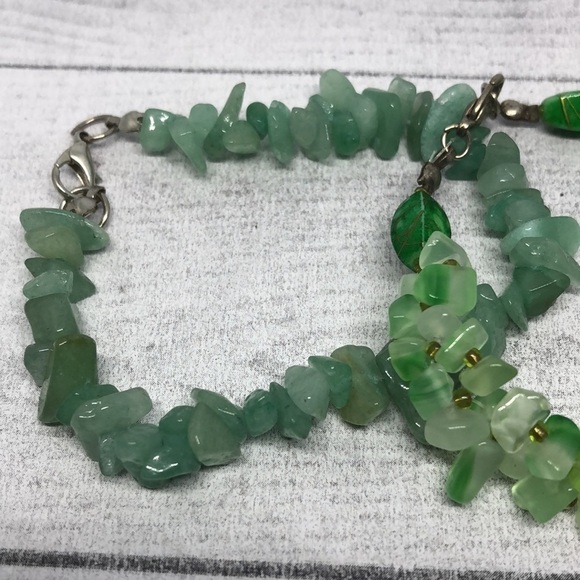 Bundle lot 2 natural green stone/gemstones artisan bracelets - Picture 4 of 6